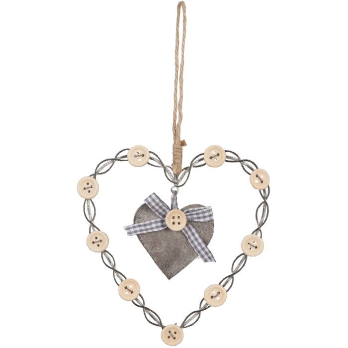 Pendentif cœur avec boutons 13x13 cm