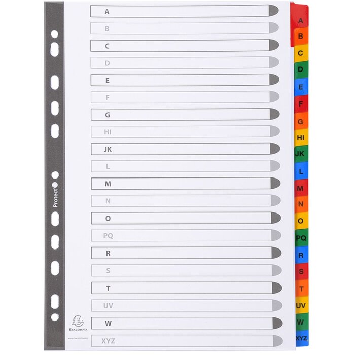 Intercalaires imprimés carton blanc 160g onglets renforcés couleur 20 pièces A4 blanc