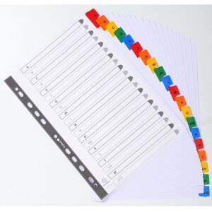 Intercalaires imprimés carton blanc 160g onglets renforcés couleur 20 pièces A4 blanc