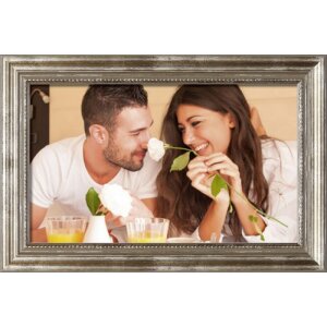 Cadre en bois antique 20 x 25 cm argenté verre miroir