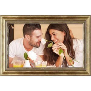 Cadre en bois antique 28 x 35 cm or verre miroir