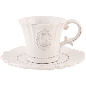 6CE0273 Clayre Eef QUEEN OF BIRDS Tasse avec soucoupe -...