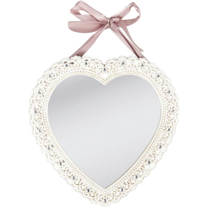 Miroir en forme de cœur blanc 12x13 cm