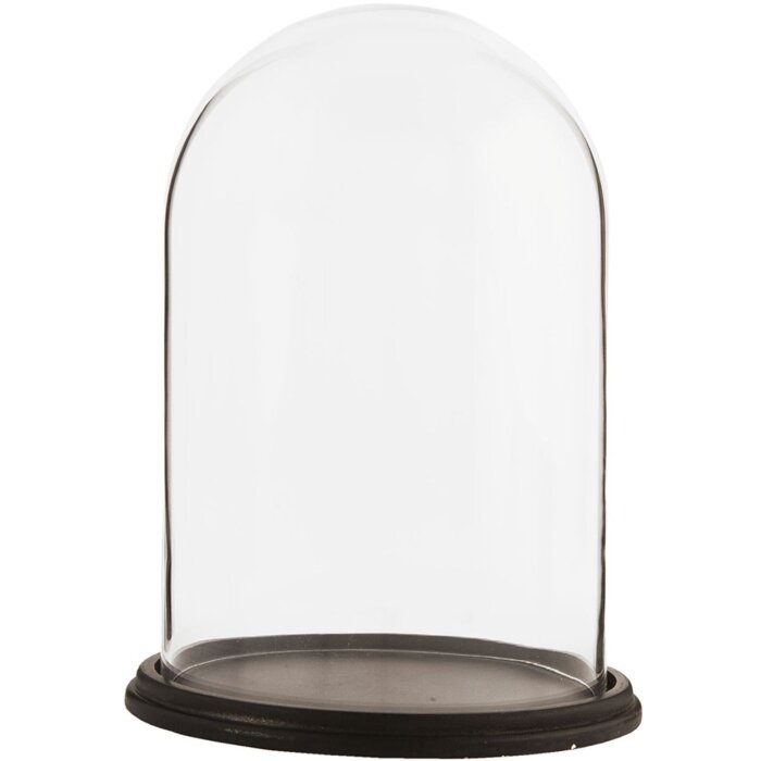 Clayre & Eef 6GL1271 Cloche en verre Ø 23x31 cm Marron Bois Verre Rond Cloche en verre