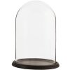 Clayre & Eef 6GL1271 Cloche en verre Ø 23x31 cm Marron Bois Verre Rond Cloche en verre