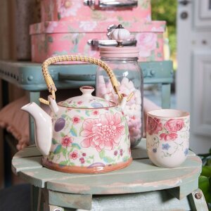 Clayre & Eef 6CETE0028 Théière avec passoire 700 ml multicolore fleurs
