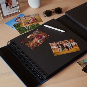 HNFD Album photo XL Lona 1000 photos bleu 34,5x33 cm 168 pages noires