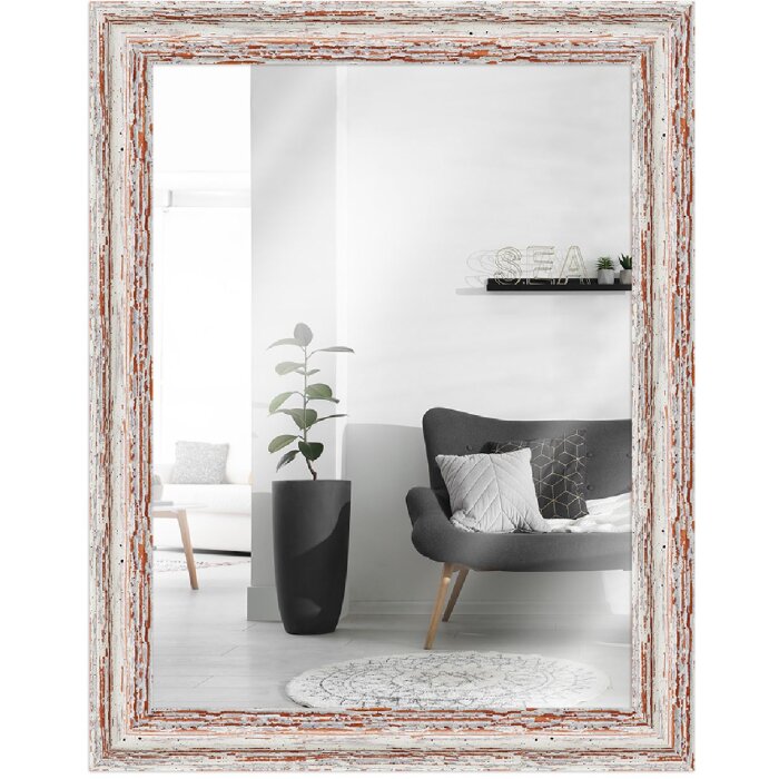 Verre miroir cadre en bois H740 blanc 30x40 cm