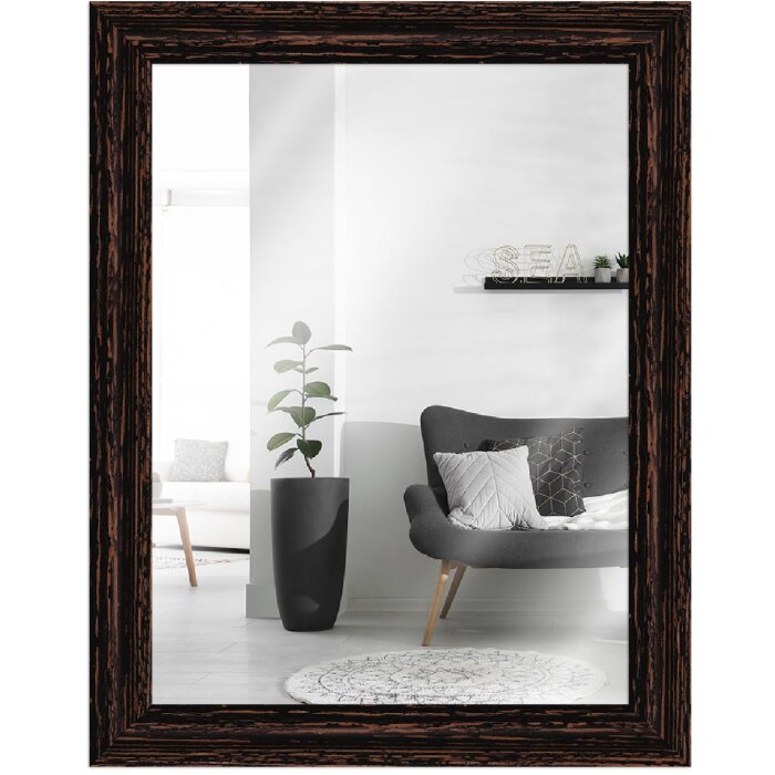 Verre miroir cadre en bois H740 noir 20x28 cm