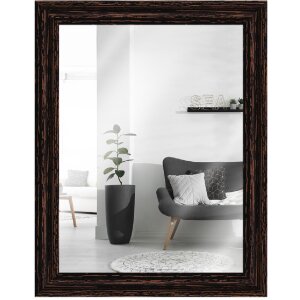Verre miroir cadre en bois H740 noir 50x70 cm