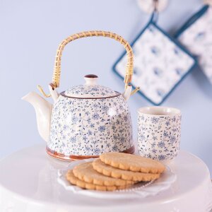6CEMU0012 Clayre Eef Tasse Fleurs bleues - bleu