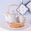 6CEMU0012 Clayre Eef Tasse Fleurs bleues - bleu