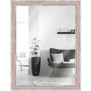 Cadre en bois H460 rose 20x20 cm verre miroir
