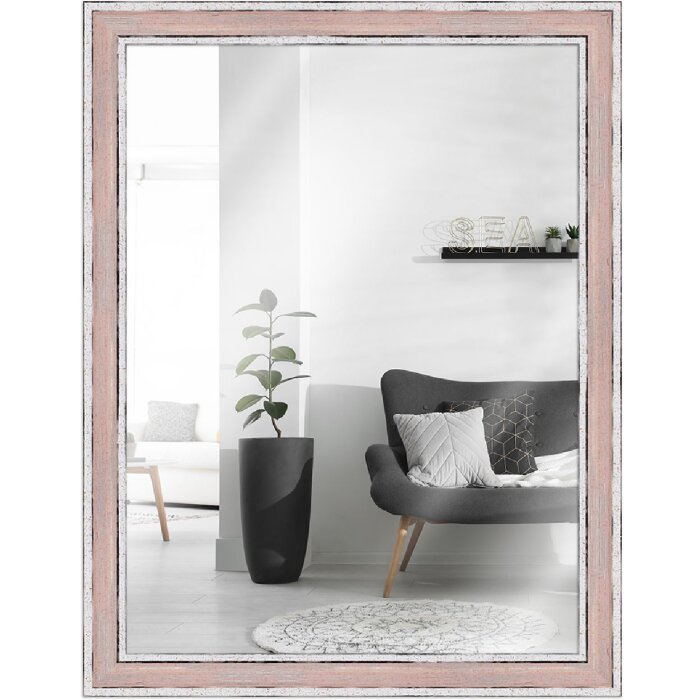 Cadre en bois H460 rose 40x60 cm verre miroir