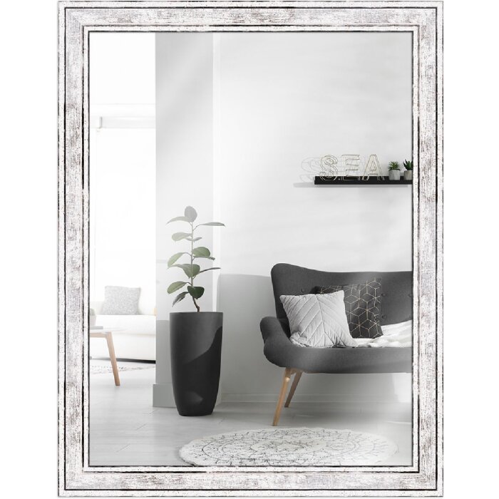 Cadre en bois H460 argent 50x70 cm verre miroir