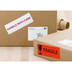 Étiquette dexpédition-avertissement A4 blanche 50x142 mm papier mat 200 pcs.