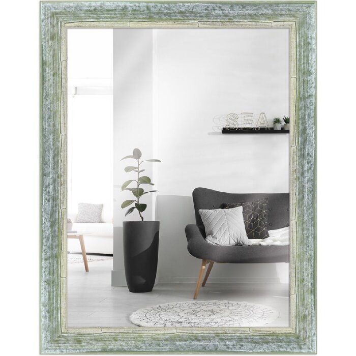 Cadre en bois H640 vert 42x60 cm verre miroir