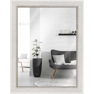 Cadre en bois H640 blanc 60x60 cm verre miroir