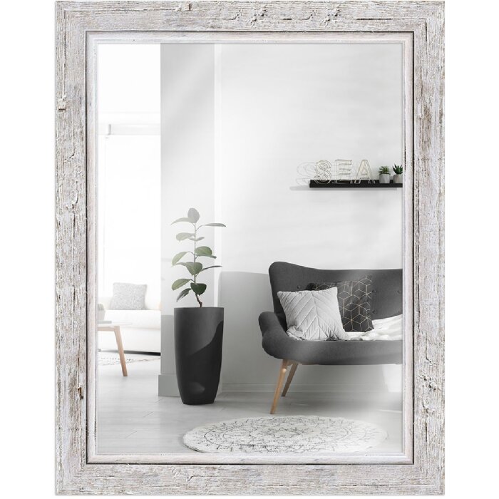 Cadre en bois H660 blanc 30x30 cm verre miroir