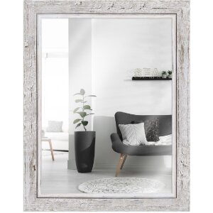 Cadre en bois H660 blanc 40x40 cm verre miroir