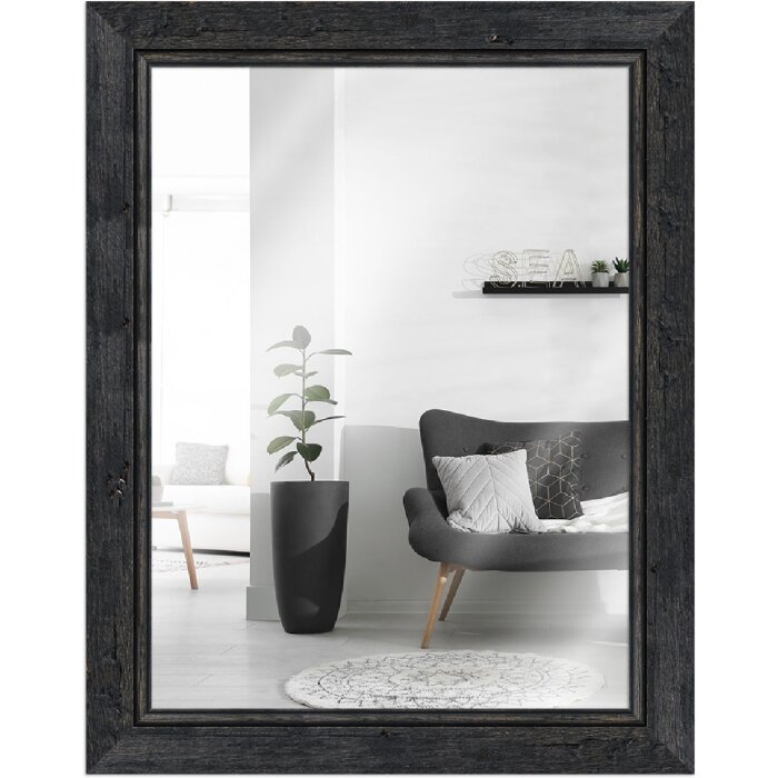 Cadre en bois H660 noir 42x60 cm verre miroir