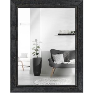 Cadre en bois H660 noir 50x60 cm verre miroir