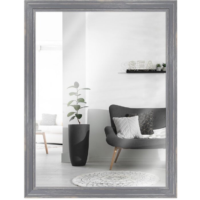 Cadre en bois H470 gris 10x30 cm verre miroir