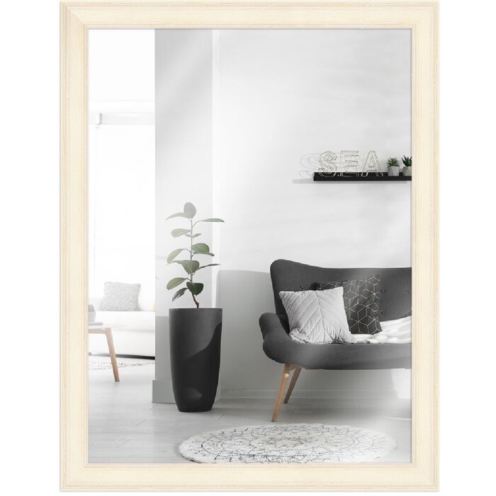 Cadre en bois H470 blanc 21x30 cm verre miroir