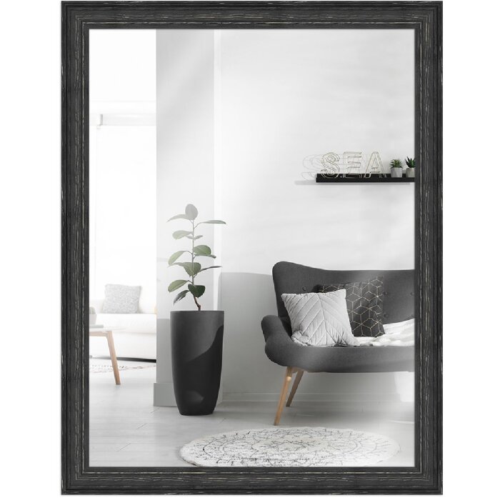 Cadre en bois H470 noir 30x30 cm verre miroir