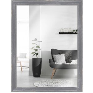 Cadre en bois H470 gris 30x40 cm verre miroir