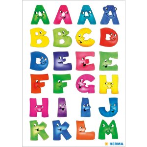 Autocollants HERMA Visages de papier rigolos Lettres 2 feuilles