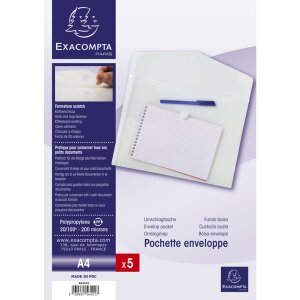 Pochettes A4 PP 5 pièces - Transparent