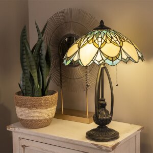 LumiLamp lampe de bureau Tiffany lampe de table Ø 40x60 cm bleu multicolore