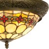 LumiLamp 5LL-5355 Plafonnier Tiffany Ø 38x19 cm Beige Rouge Verre Rose Triangle
