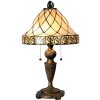 LumiLamp 5LL-5408 Lampe de table Tiffany Ø 36x62 cm Beige Marron Verre Triangle