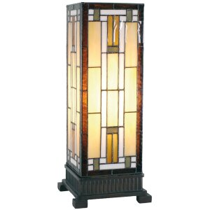 5LL-5445 Tiffany Lampe de Table 18x45 cm Marron Verre...