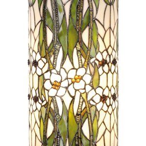 LumiLamp 5LL-5539 Colonne Tiffany Ø 31x78 cm Vert Blanc Verre Rond Fleurs