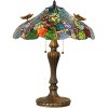 LumiLamp 5LL-5582 Lampe de table Tiffany Ø 52x65 cm Bleu Vert Verre Papillons