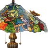 LumiLamp 5LL-5582 Lampe de table Tiffany Ø 52x65 cm Bleu Vert Verre Papillons