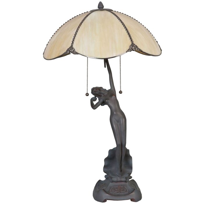 LumiLamp 5LL-5719 Lampe de table Tiffany Ø 41x70 cm Beige Verre Lampe de bureau