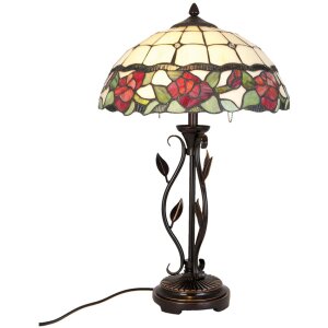 Tiffany lampe de table 35x61 cm rouge multicolore