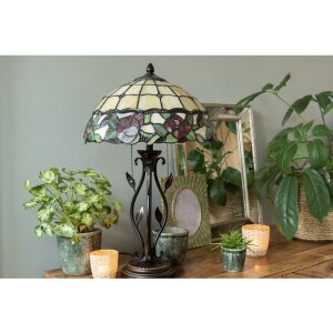 Tiffany lampe de table 35x61 cm rouge multicolore