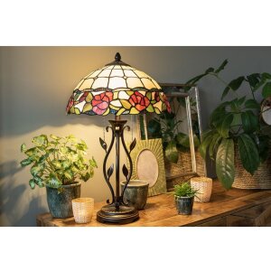 Tiffany lampe de table 35x61 cm rouge multicolore