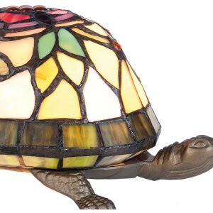 LumiLamp 5LL-5787 Lampe de table Tiffany 15x22x13 cm Marron Rouge Verre Tortue