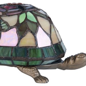 LumiLamp 5LL-5787 Lampe de table Tiffany 15x22x13 cm Marron Rouge Verre Tortue