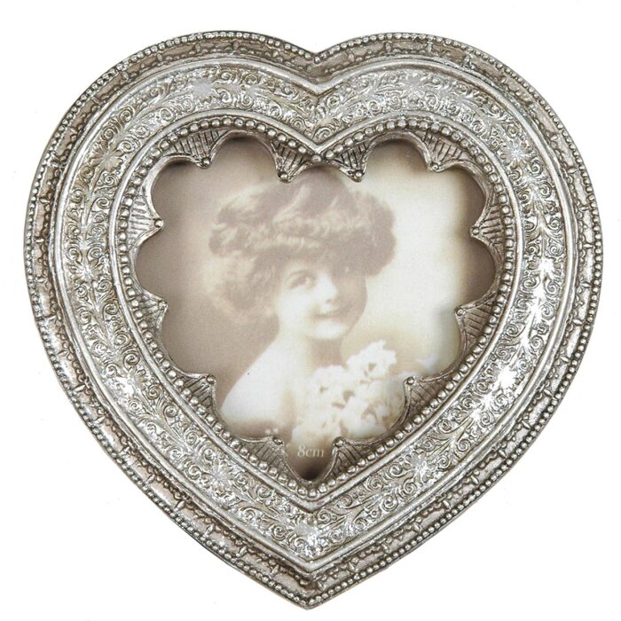 2765 cadre antique argenté baroque 8x8 cm coeur