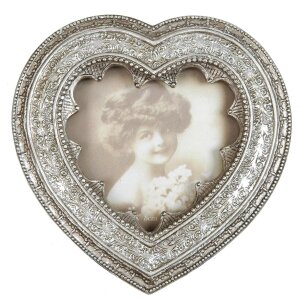 2765 cadre antique argenté baroque 8x8 cm coeur