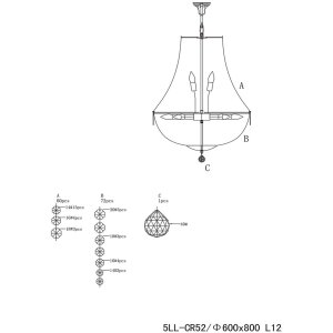 Lustre Ø 60 cm en verre/fer - 5LL-CR52 Clayre Eef