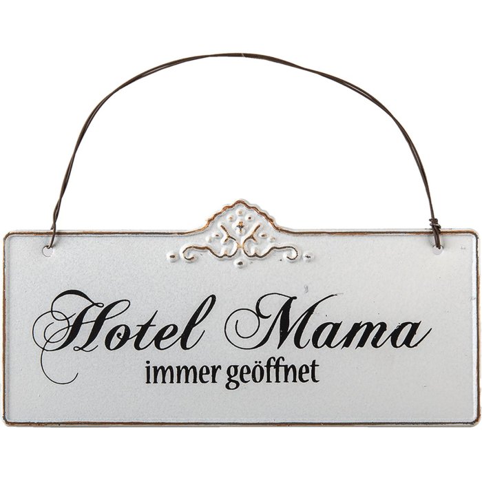 Plaque de texte Hotel Mama - 63145 Clayre Eef blanc