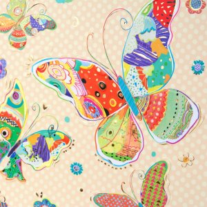 Carnet dinscription Mosaic Butterfly Beige 17,5x19 cm